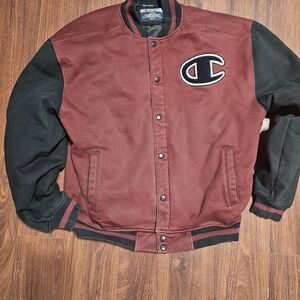 Champion Men's Burgundy and Black Bomber Jacket
